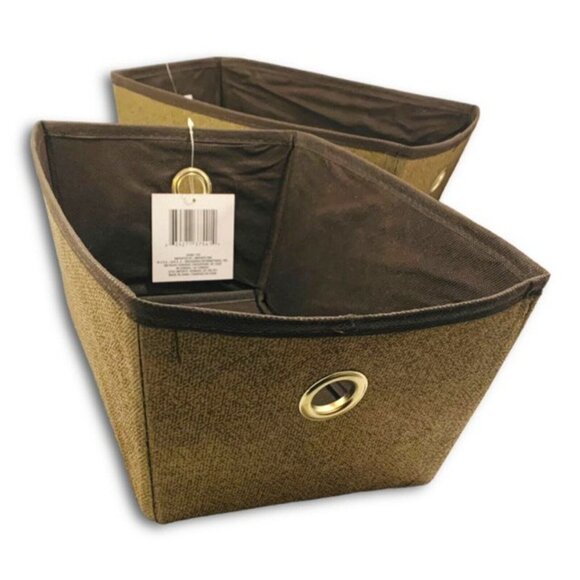 Essentials Fabric Storage Container Lot of 3 - Brown & Cream. NEW! - Picture 6 of 10